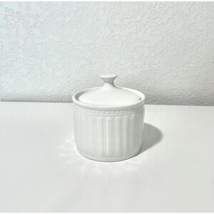 American Atelier Sugar Bowl with Lid White Stoneware Olympia Sugar Container